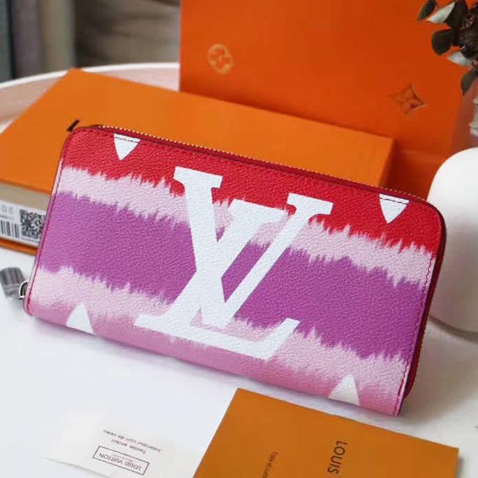 Inseva LV wallet Louis Vuitton Clouds print Gradient Colorful Wallet Rose red