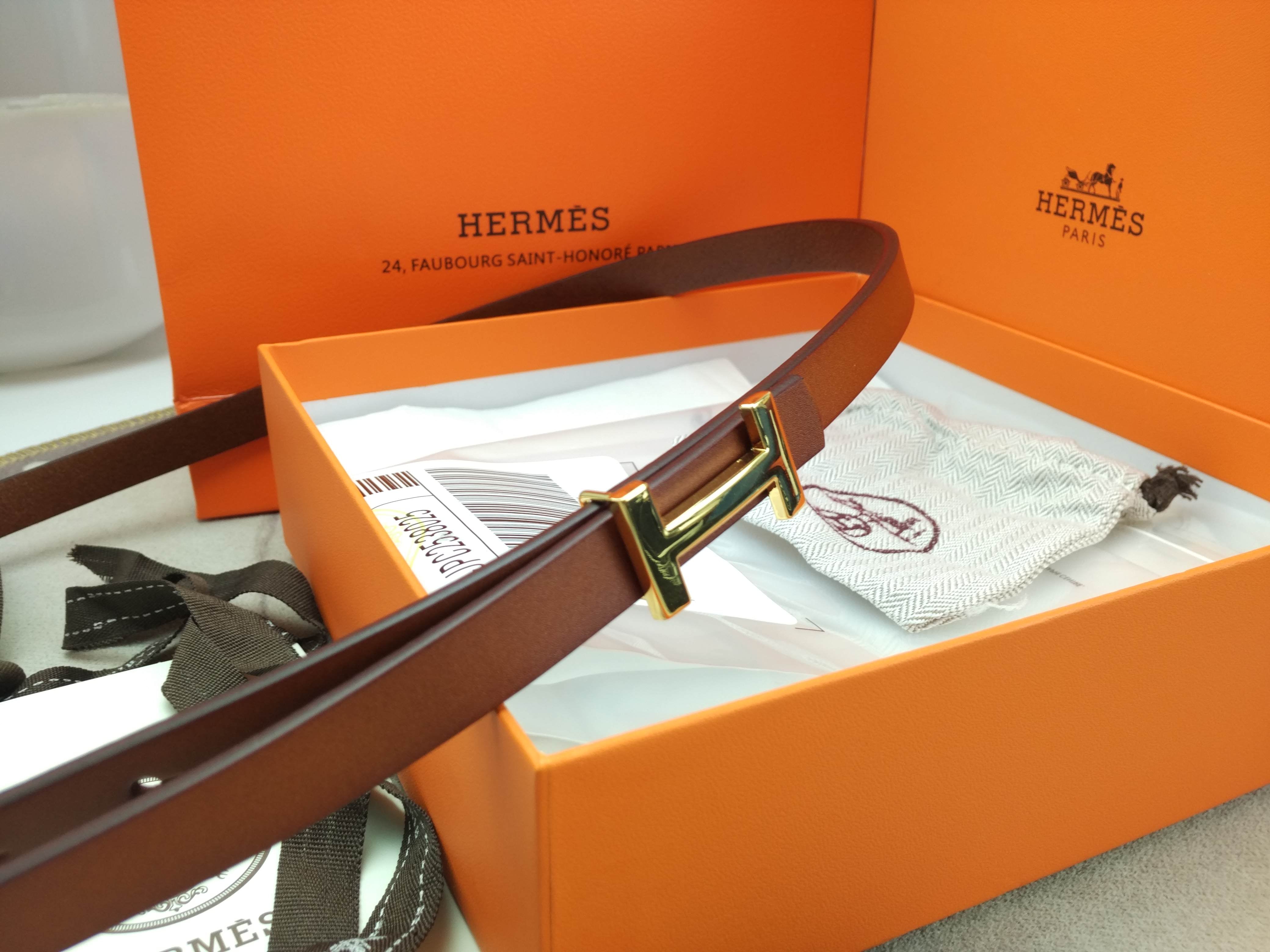Hermes vintage gold H letter buckle simple ladies small belt