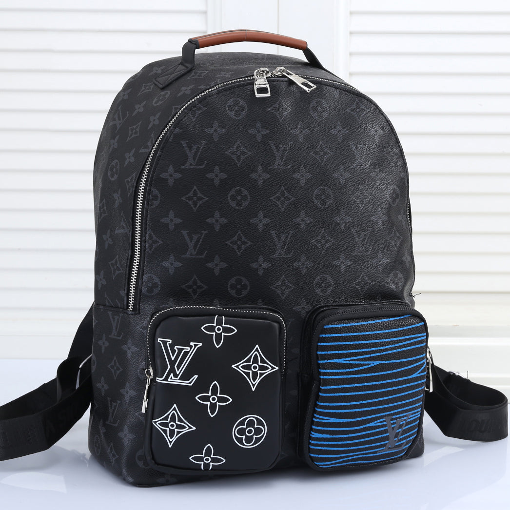 LV Louis Vuitton hot sale fashion color matching letter backpack school bag luggage bag travel bag B