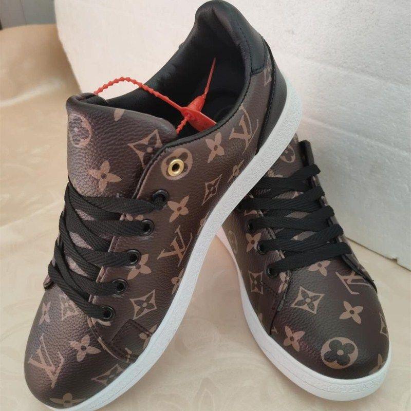 Inseva LV Louis Vuitton Shoes Monogram Flat Sneakers Women Men Shoes Coffee