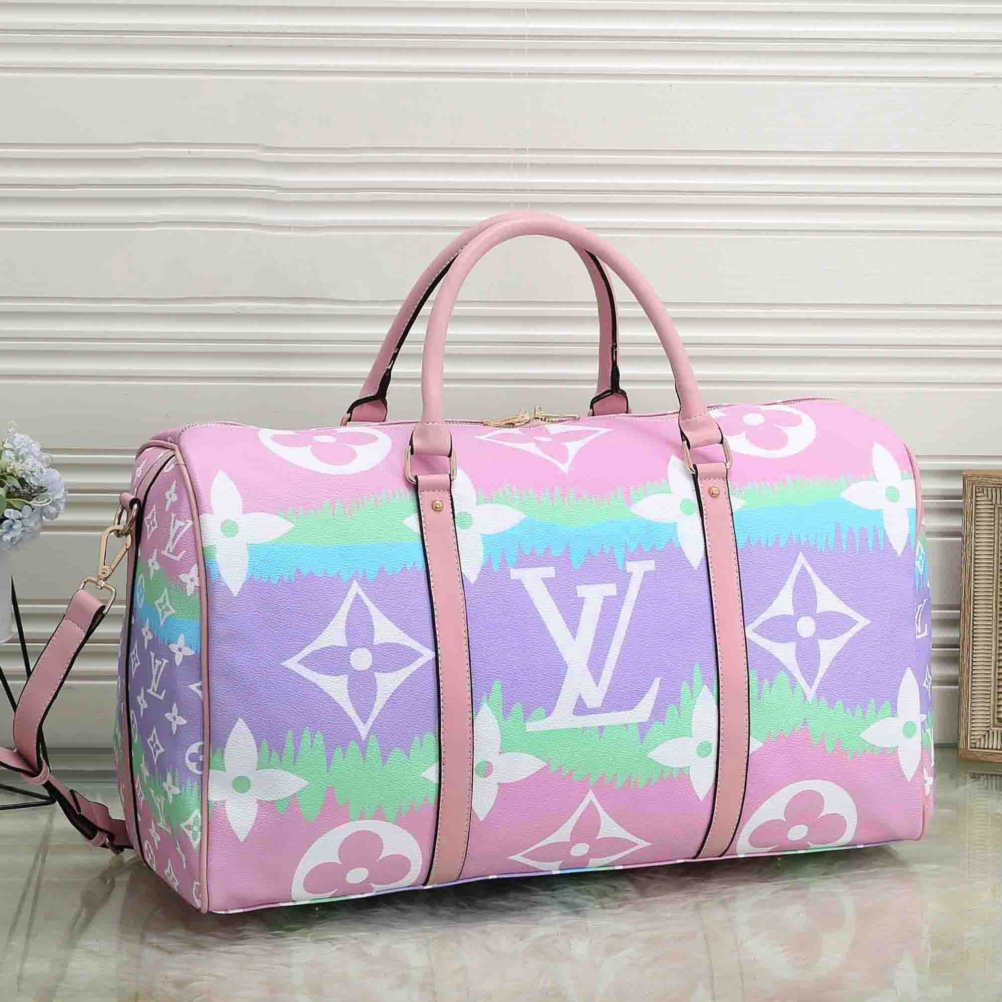 louis vuitton pink duffle bag