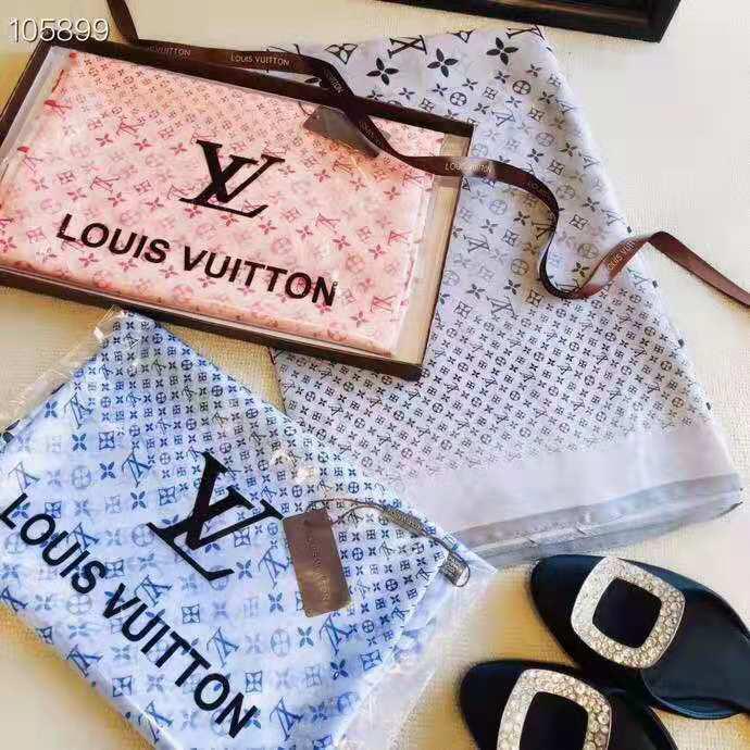 LV fashion hot selling ladies casual full printed silk scarf scarf