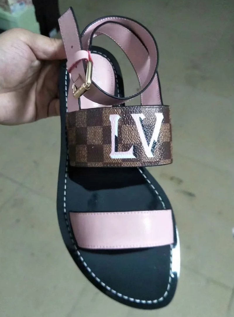 inseva LV Shoes Louis Vuitton Sandals Flat Shoes Tartan print Le