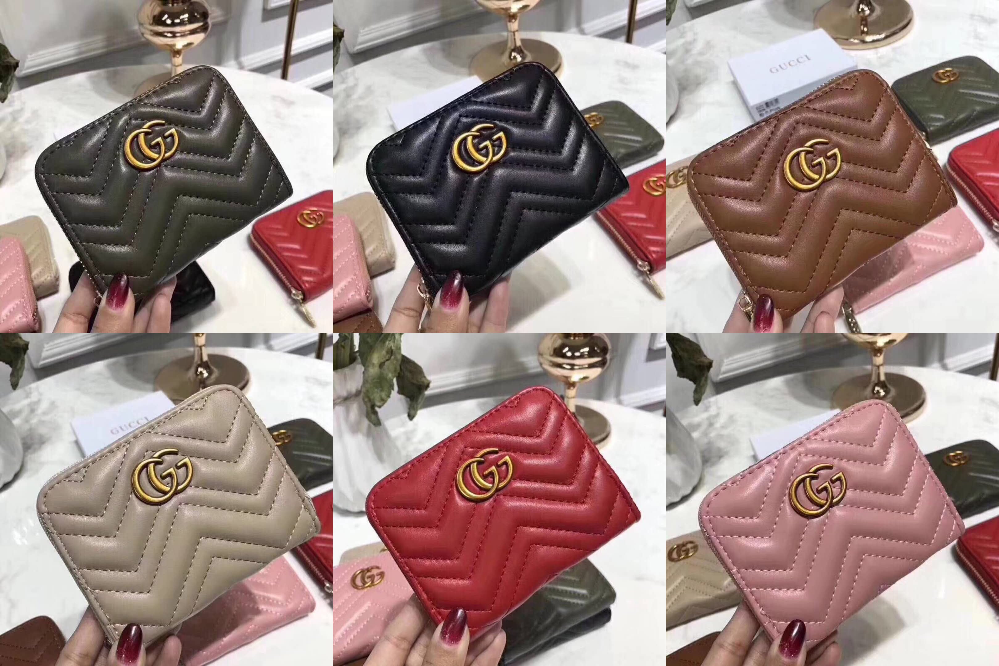 LV Louis Vuitton GG Hot Sale New Fashion Women Leather Zipper Wallet Purse+Gift Box Pink