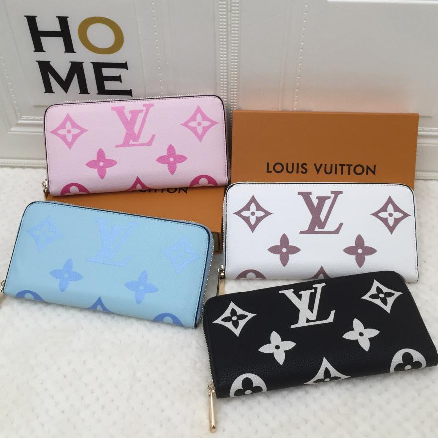 LV Louis Vuitton New Letter Print Zipper Wallet Long Clutch Bag