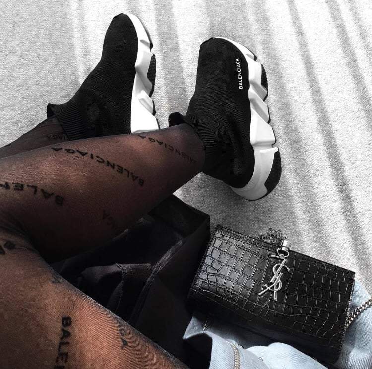 inseva Balenciaga Fashion New Retro Women And Men Running Sneakers Shoes Contrast Black
