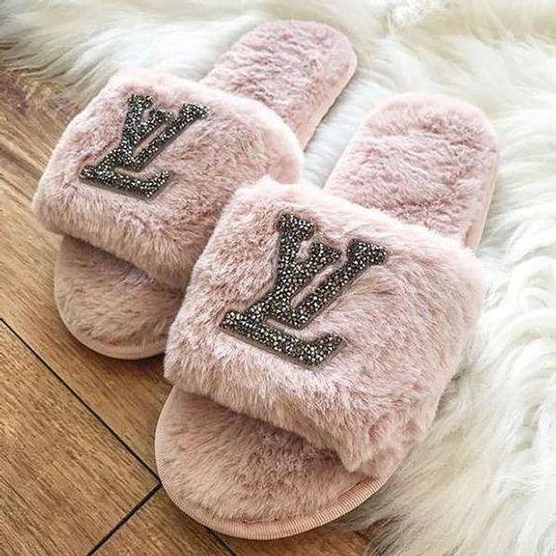 LV Louis Vuitton Women's Diamond Letter Slippers Shoes from inseva