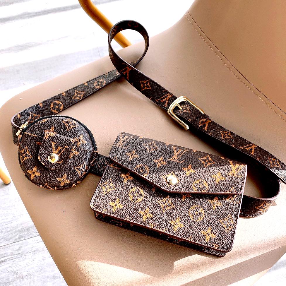 LV new simple retro women's pockets chest bag shoulder bag Messenger bag Mahjong bag three-piece