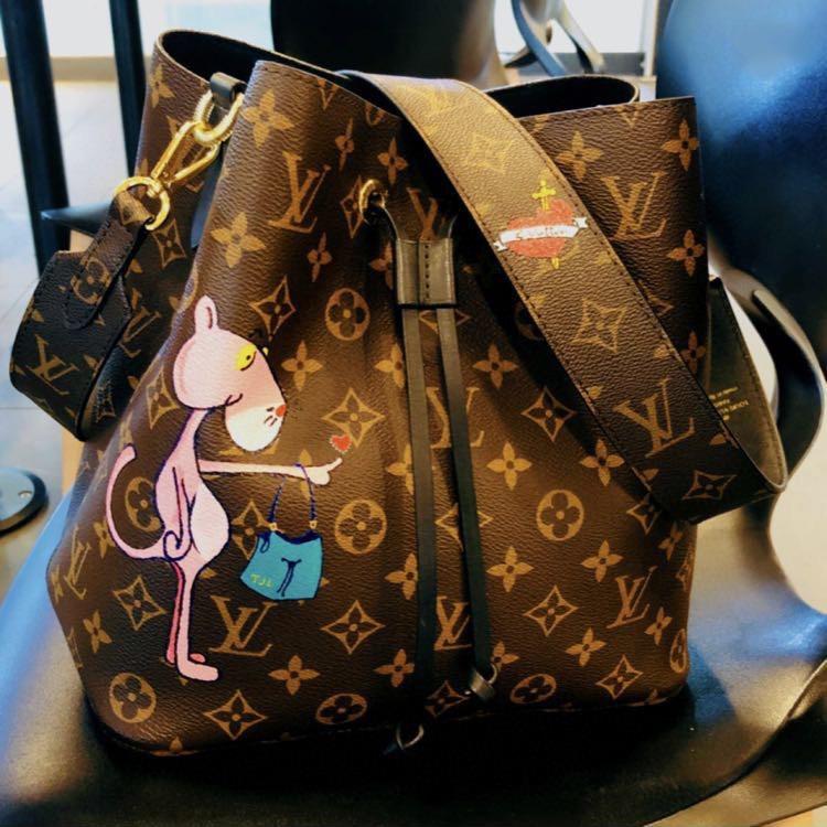 LV x Pink Panther large capacity bucket bag shoulder bag crossbo