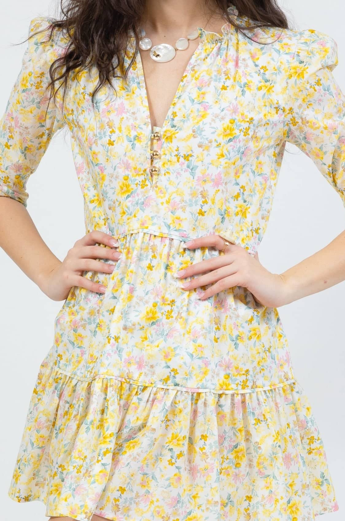 Colorichiari floral-print belted dress - Yellow