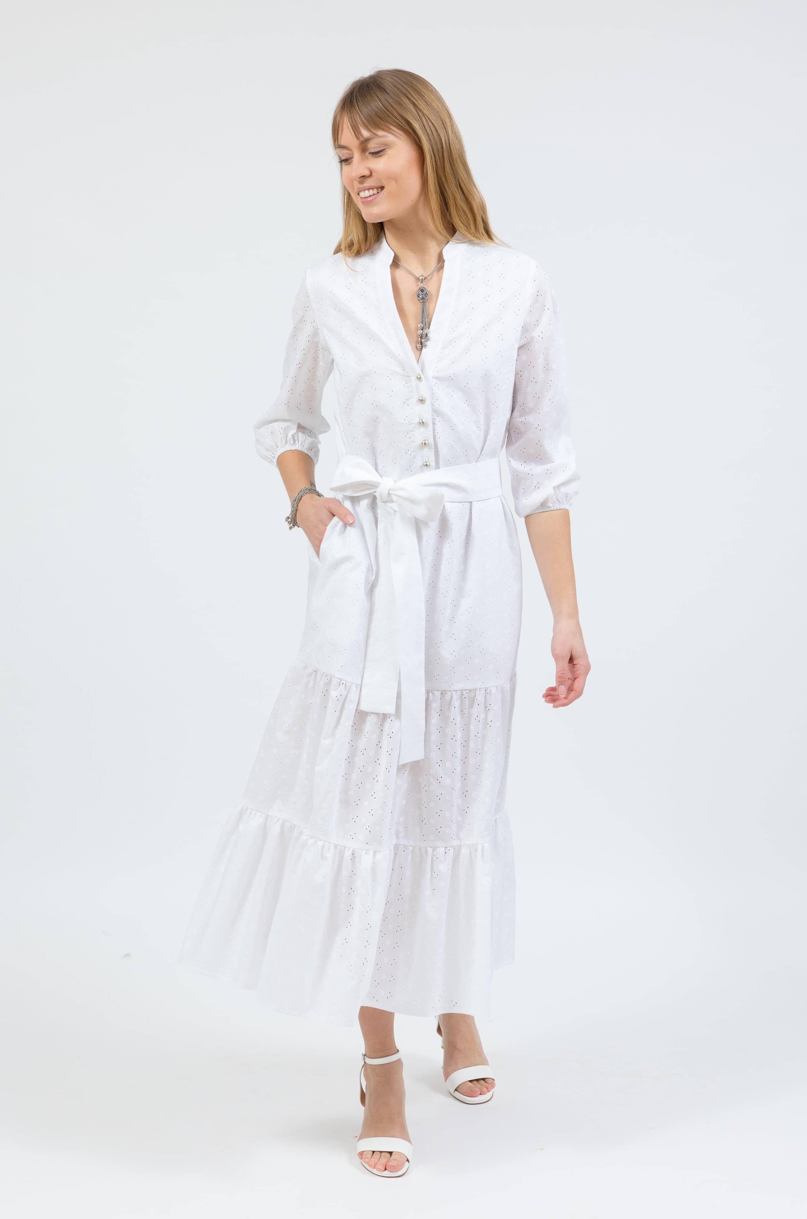 The St. Barts Belted Maxi Dress | Luxury Linen Dress by Cari Capri