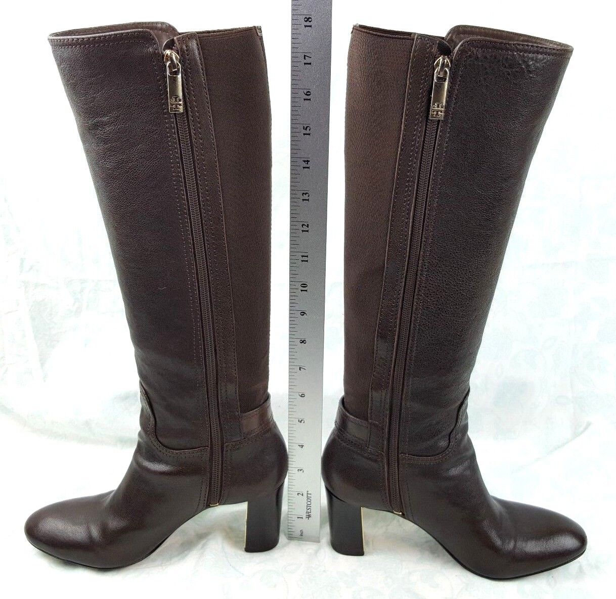 Tory Burch Brown Leather Gold Buckle High Heel Knee High Boots – Luxury  Cheaper