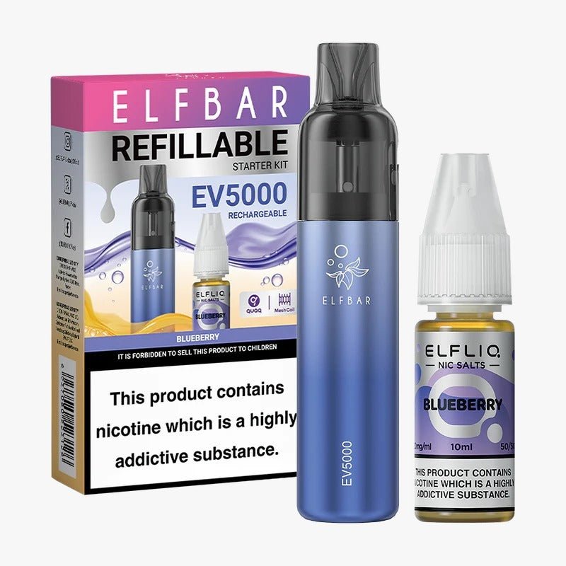 Elf Bar EV5000 Starter Kit & Elfliq Nic Salt 10ml E-Liquid Combo Pack - Mcr Vape Distro