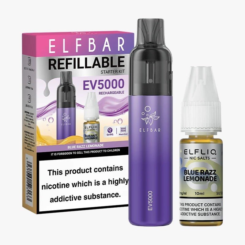 Elf Bar EV5000 Starter Kit & Elfliq Nic Salt 10ml E-Liquid Combo Pack - Mcr Vape Distro