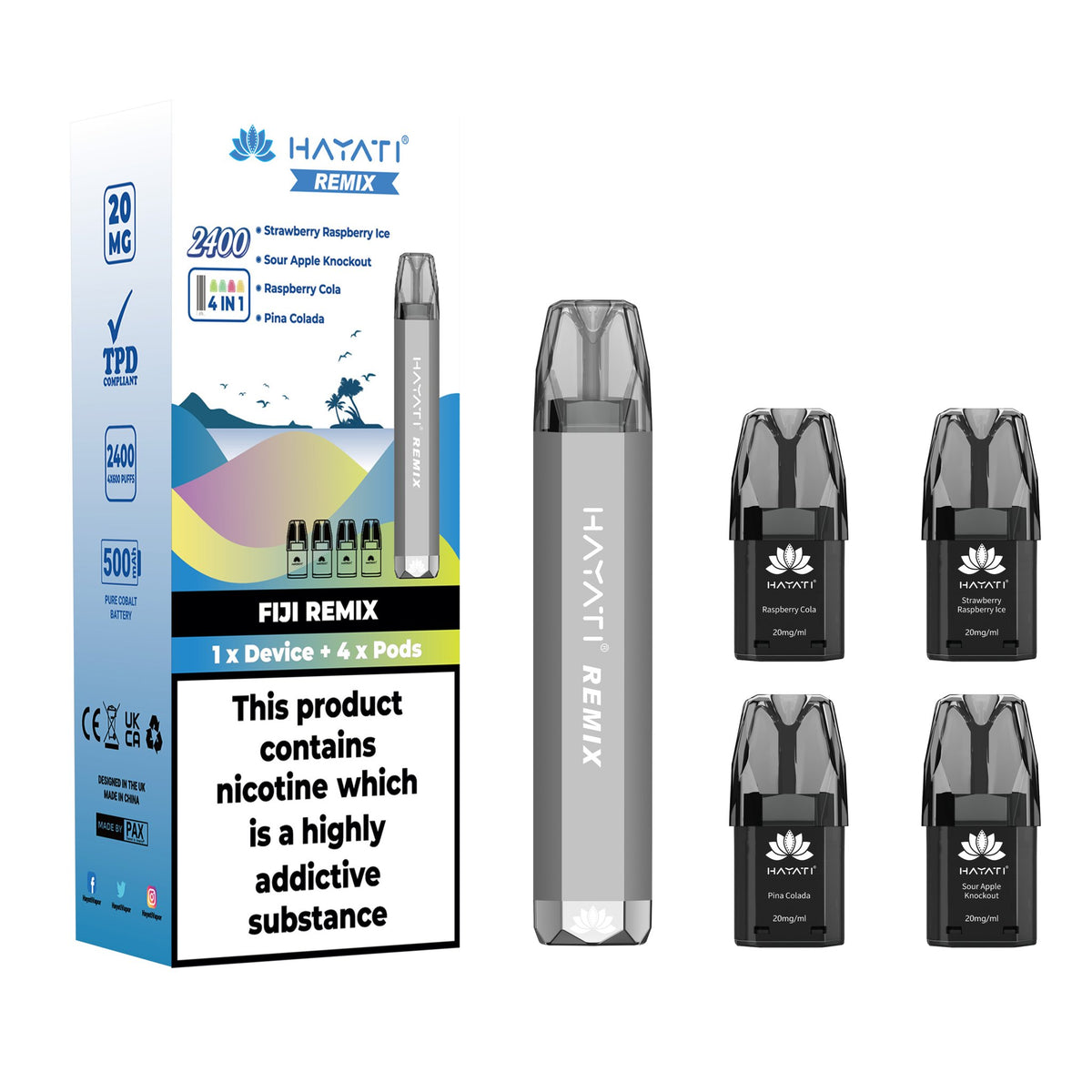 Hayati Remix 2400 Puffs 4 in 1 Disposable Vape Pod Kit - Mcr Vape Distro