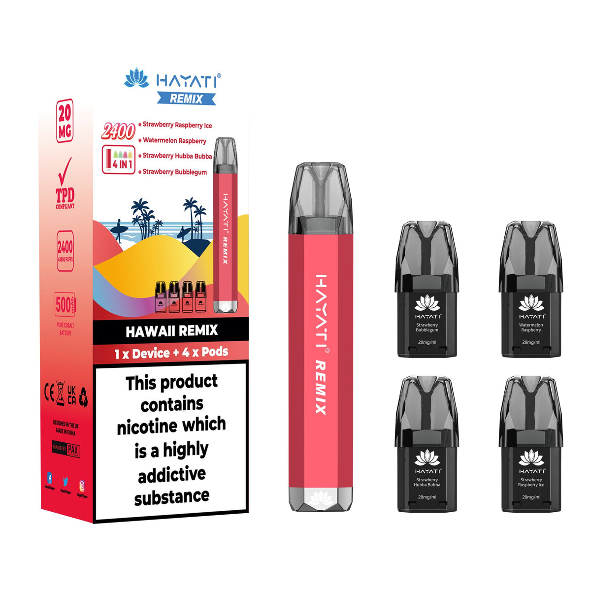 Hayati Remix 2400 Puffs 4 in 1 Disposable Vape Pod Kit - Mcr Vape Distro