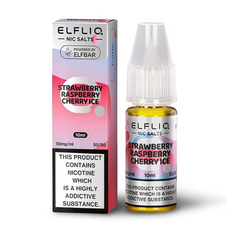 ELF BAR - ELFLIQ - STRAWBERRY RASPBERRY CHERRY ICE - 10ML NIC SALT ( Box of 10 ) - Mcr Vape Distro