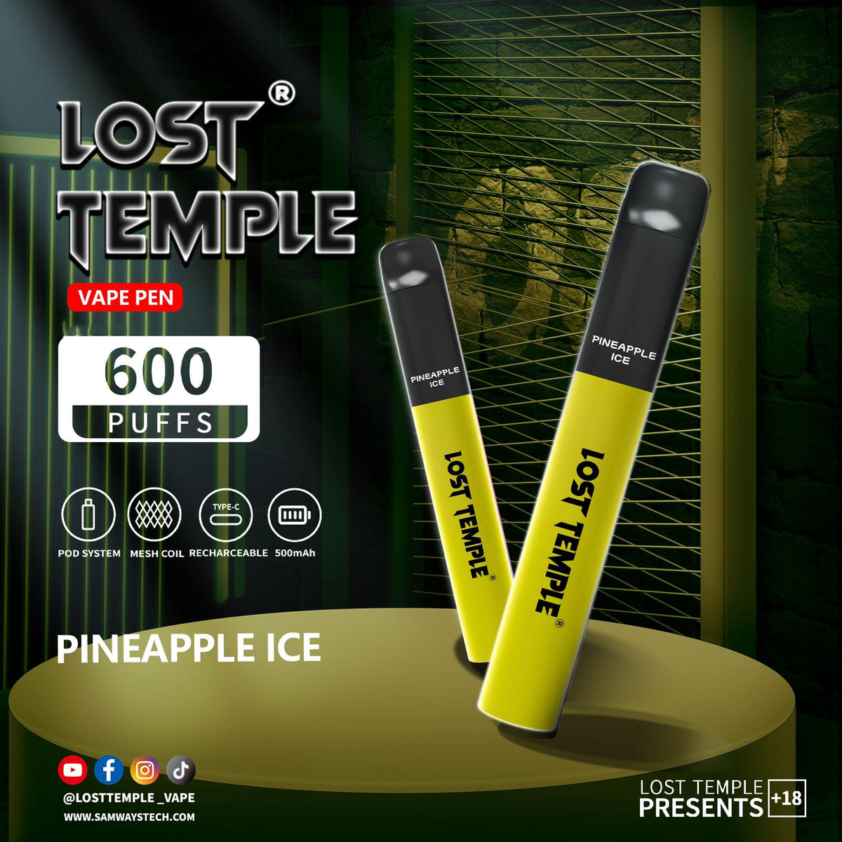 Lost Temple 600 Puffs Disposable Vape Device Kit Box of 10 - Mcr Vape Distro