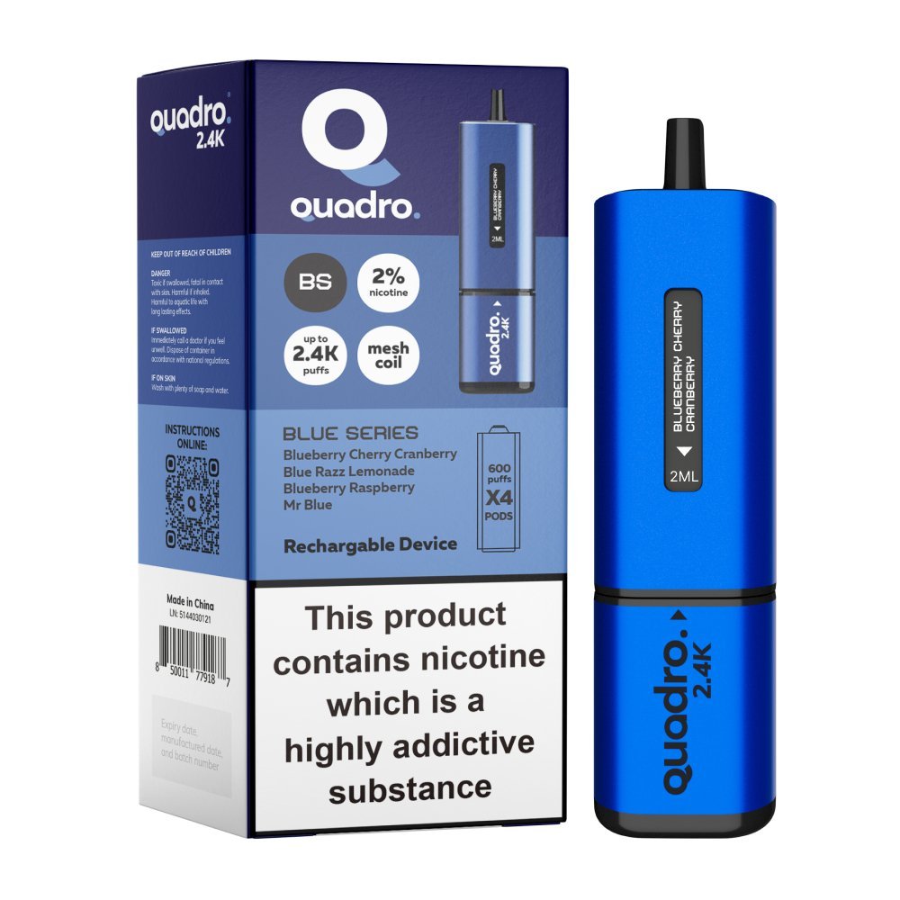 Quadro 2400 Puffs 4 in 1 Disposable Vape Pod Box of 5 - Mcr Vape Distro