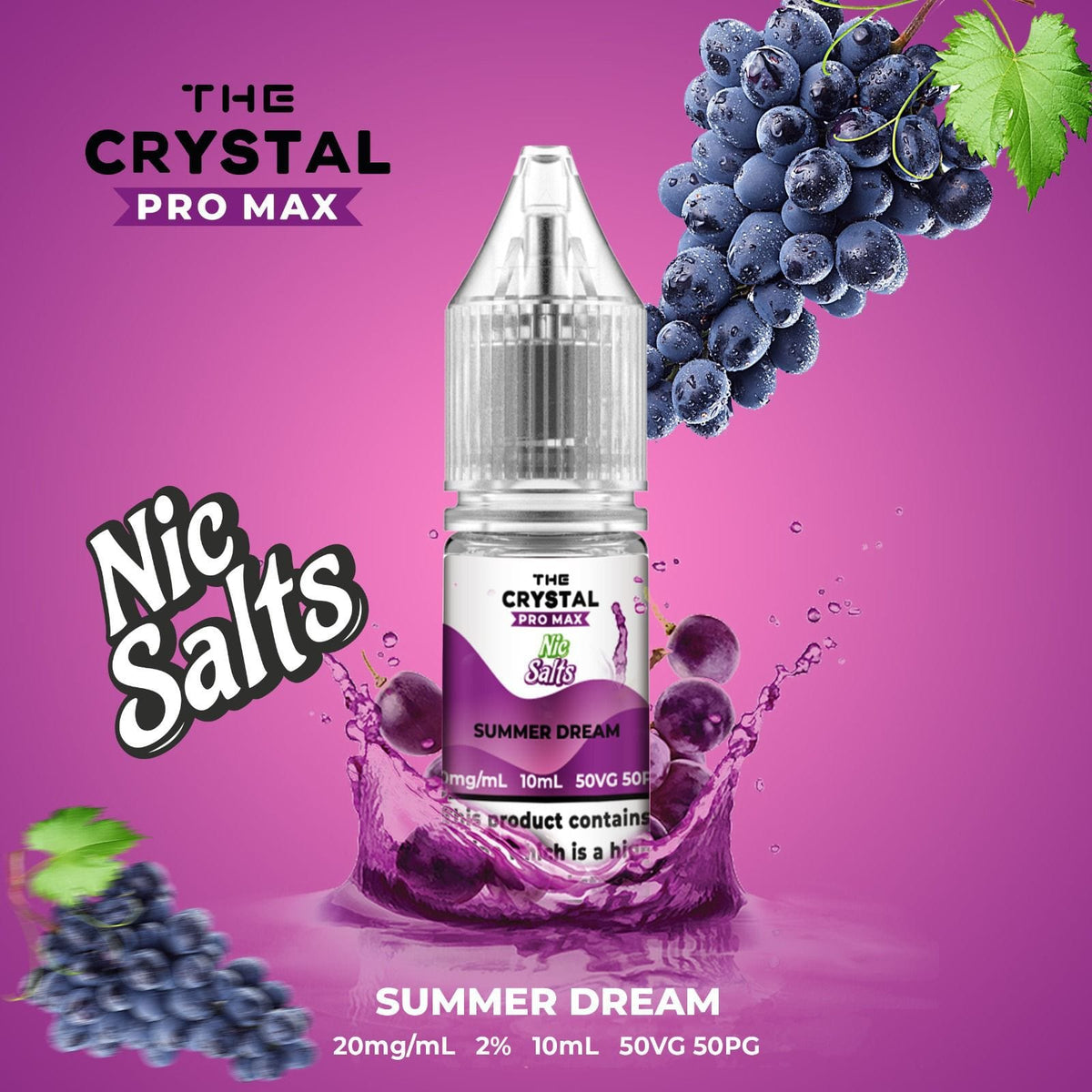 The Crystal Pro Max Vape Nic Salts 10ml - Box of 10 - Mcr Vape Distro