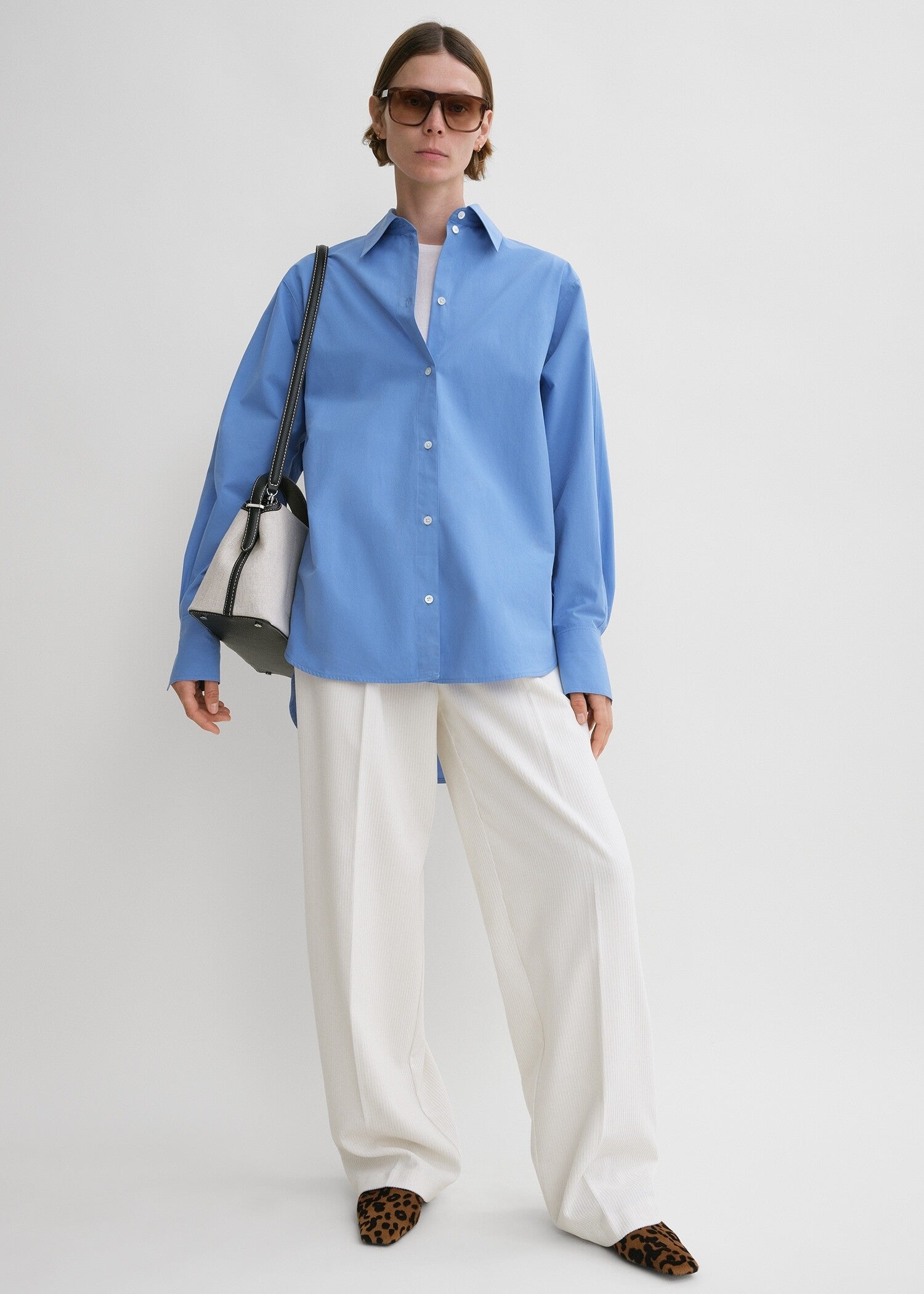 Totême Kimono-sleeve Poplin Shirt Cornflower In Blue