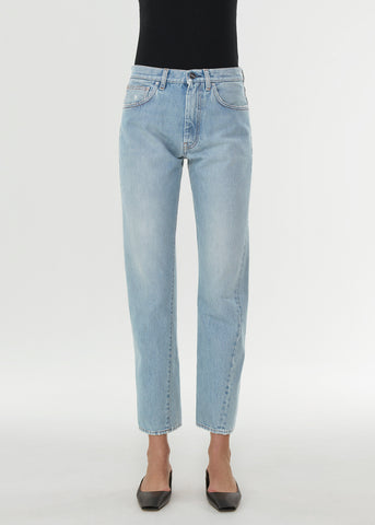 Twisted seam denim light blue wash