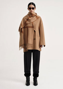 Monogram wool cashmere scarf tobacco – TOTEME