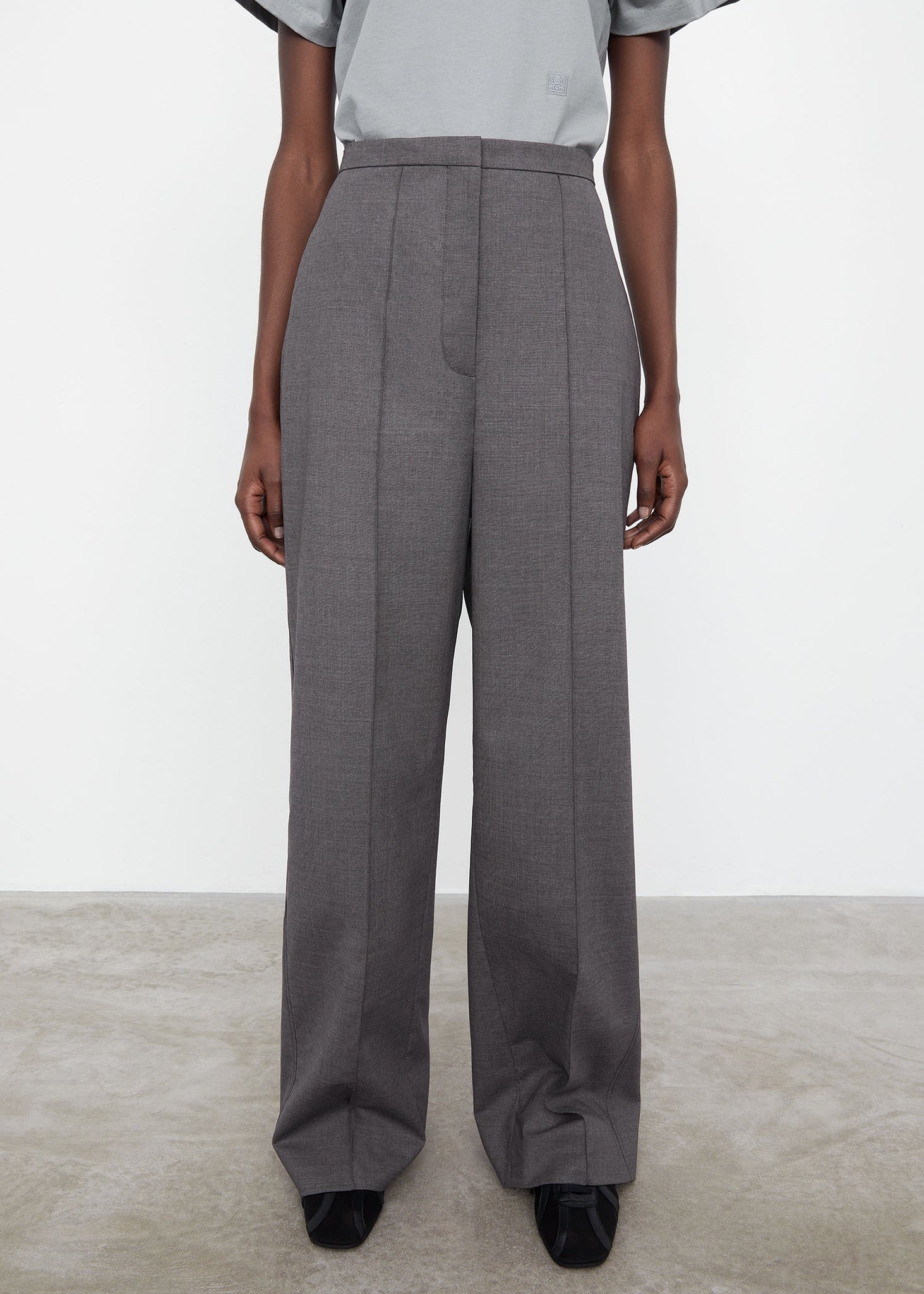 Wide business trousers grey melange