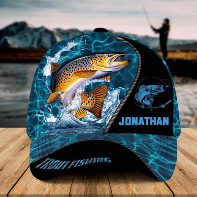 Personalized Trout Fishing Cap with custom Name, Trout Fishing With Camo  Fish Scales Water Blue NNH0209B02SA01, Unitrophy