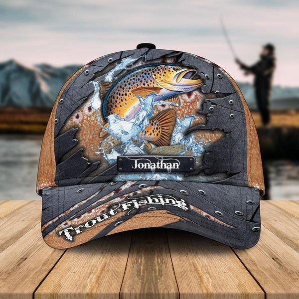 Custom Personalized Trout Fishing Cap with custom Name, Fish