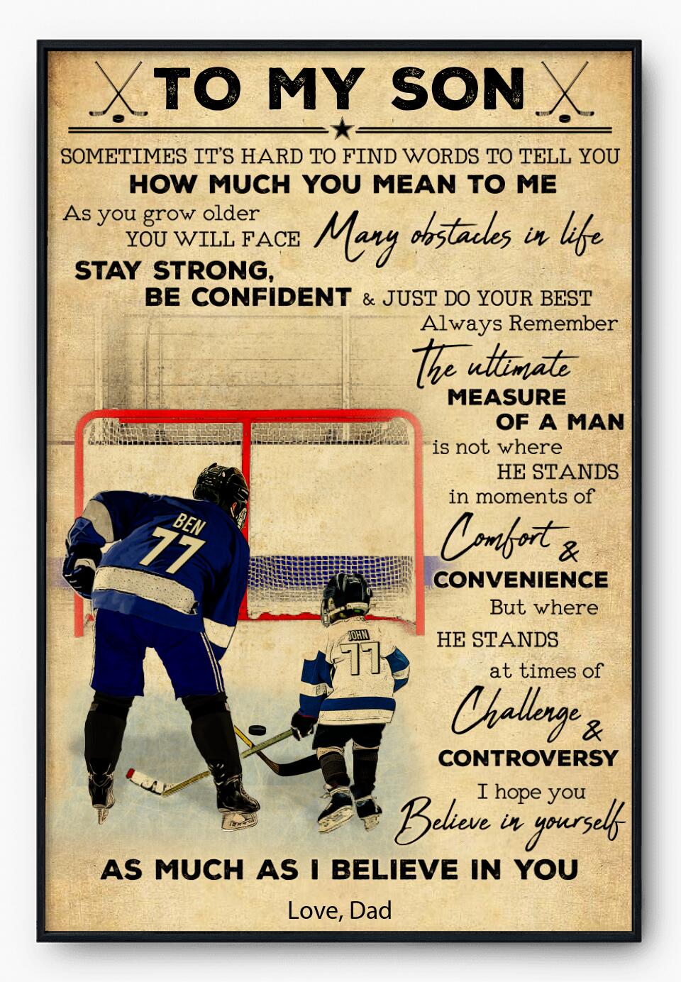 Custom Personalized Ice Hockey Poster, Canvas, Hockey Gifts, Gifts