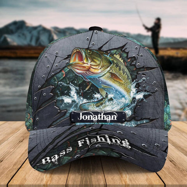 Custom Personalized Bass Fishing Cap with custom Name, Fish Aholic Gra –  Unitrophy