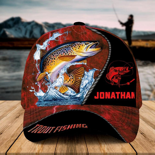 Personalized Trout Fishing Cap with custom Name, Trout Fishing