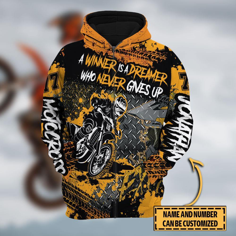 Motocross Racing Name & Number Personalized Hoodie Dbq0823A05Sa - Unitrophy