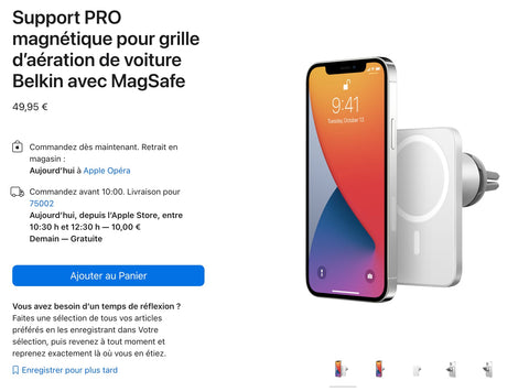 Belkin Support de voiture PRO avec MagSafe pour iPhone 13 (tous