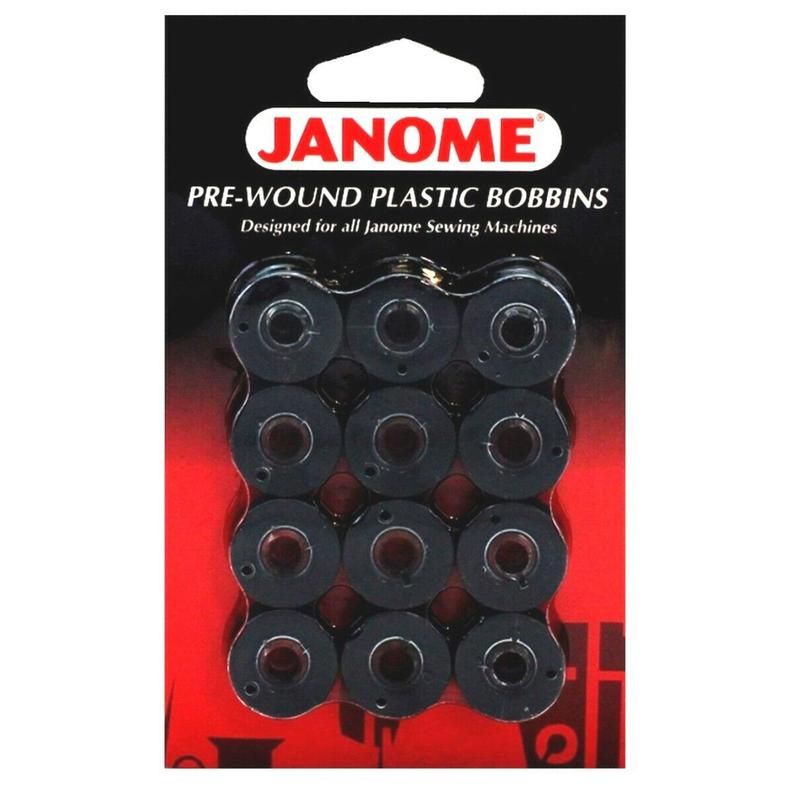 Janome Class 15 Pre-wound 72 Pack of Plastic Bobbins - Black & White