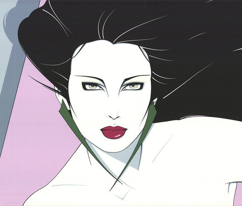 Patrick nagel painting of a gothic-punk biker chick on Craiyon