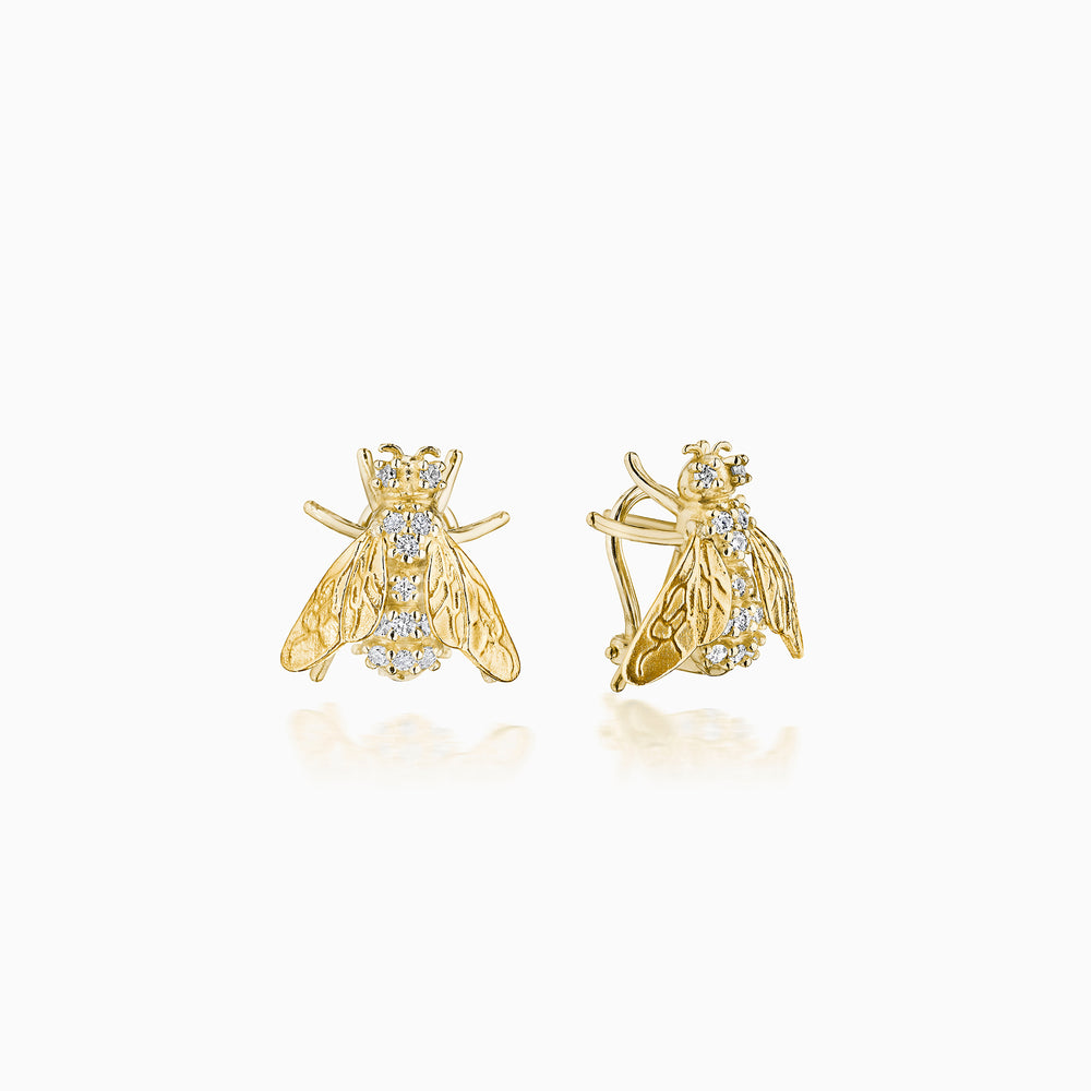 gold bee earrings