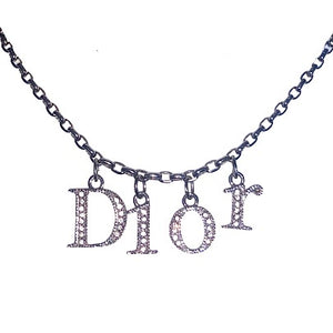 What Goes Around Comes Around Dior Letters Necklace  SHOPBOP  Letter  necklace silver Letter necklace Vintage jewelry necklace