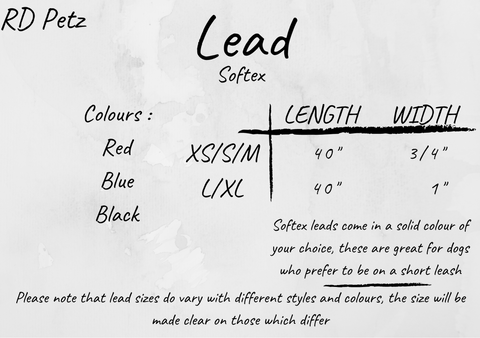 Size guide chart of a softex lead