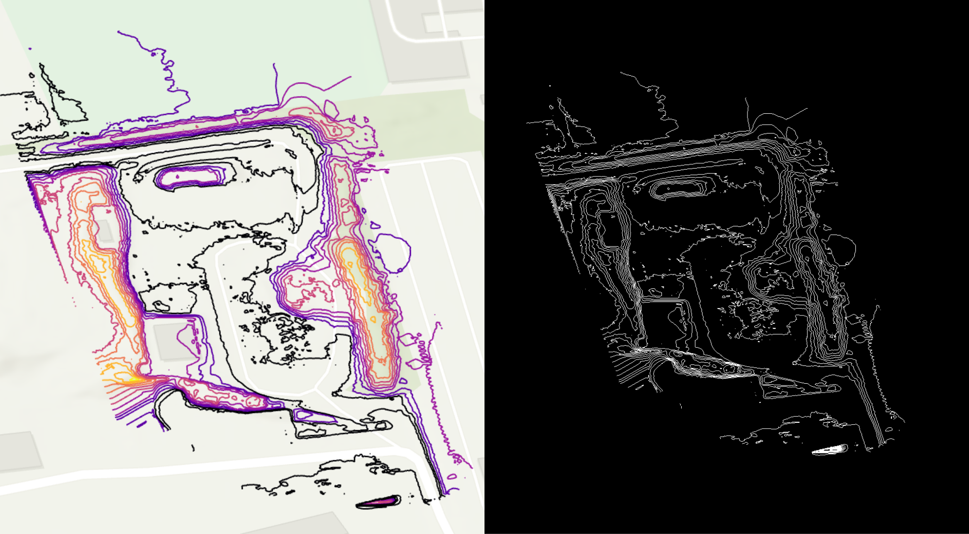 Contours generated in DJI Terra and imported into third-party software.