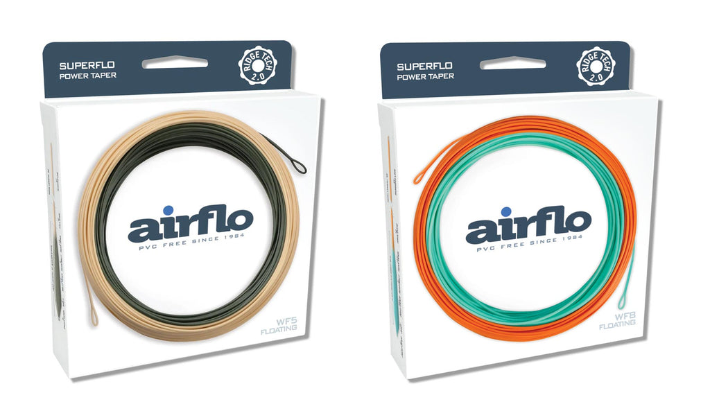 Airflo Ridge 2.0 Power Taper lines in olive and cyan