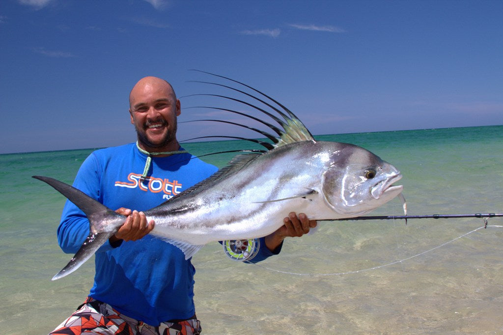 Clint Isaac fly fishing for Roosterfish in Mexico
