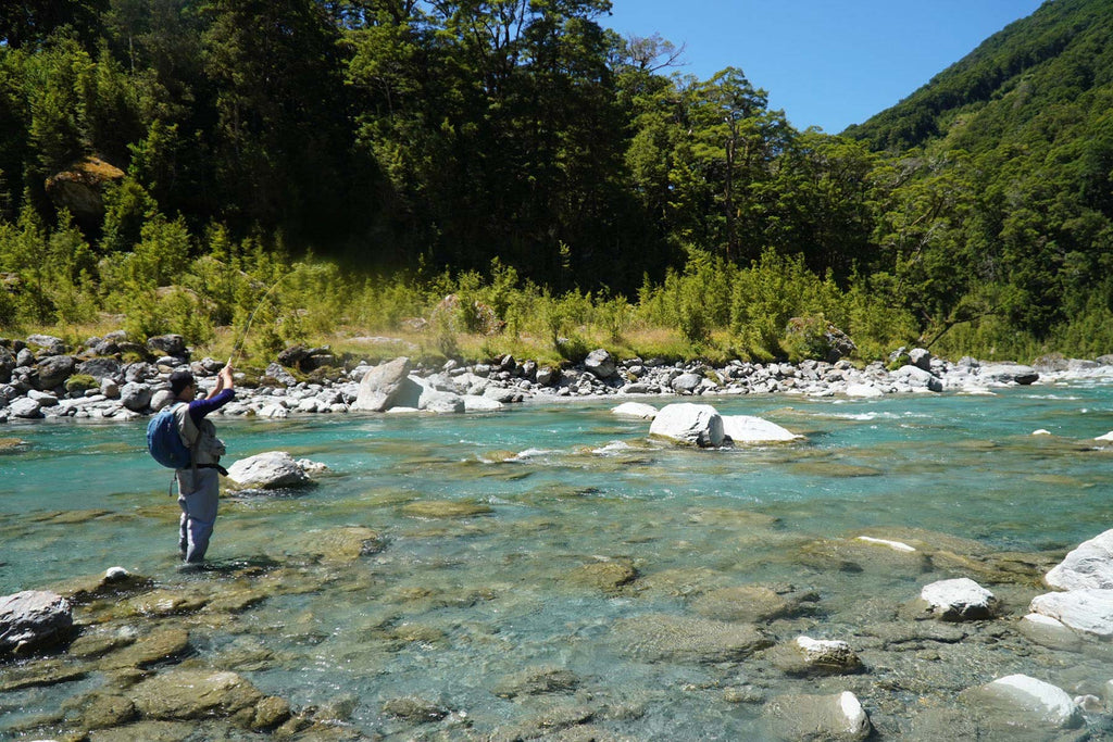 Fly fishing using stoneflies in the NZ back country