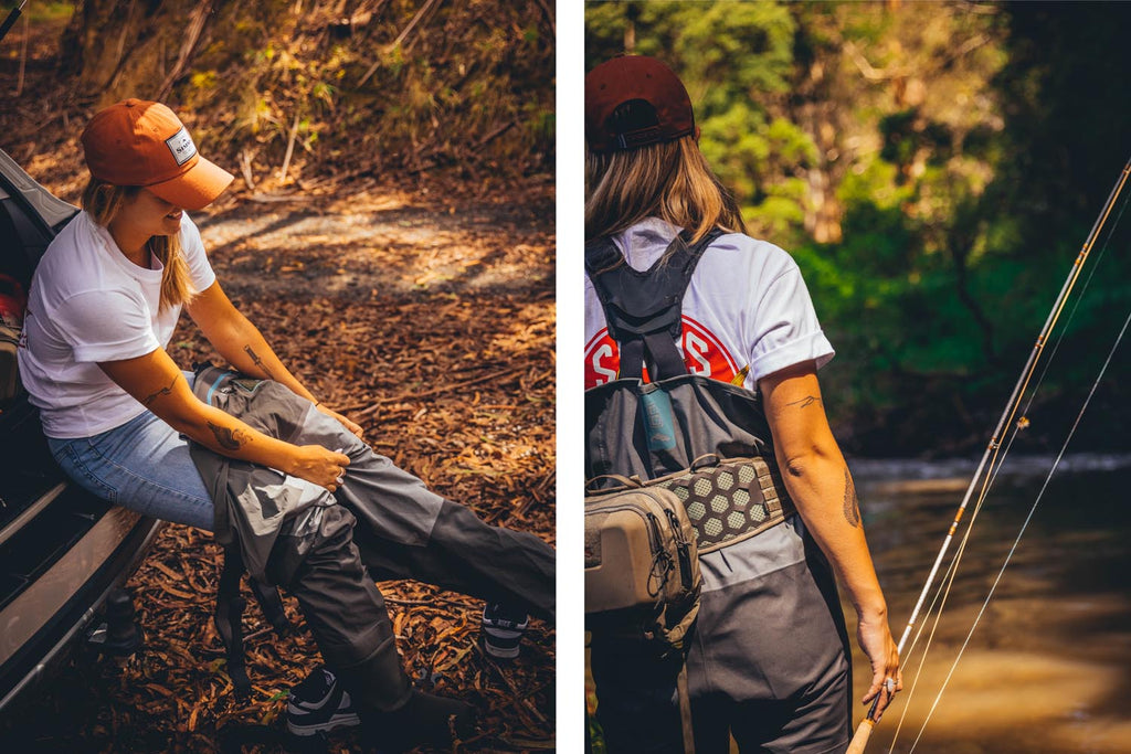 Elsa Caruso fly fishing in the Simms Women's G3 Guide Wader