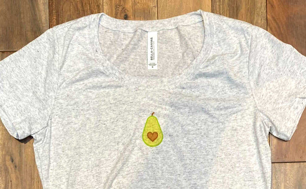 Avocado Shirt showing translucent print