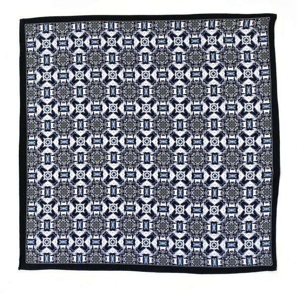 Vuitton Blue/Black Silk Pocket Square - Vintage Lux