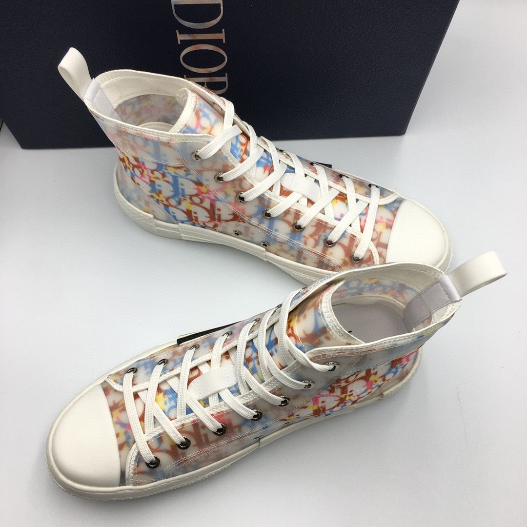 Dior Translucent film splicing high top shoes