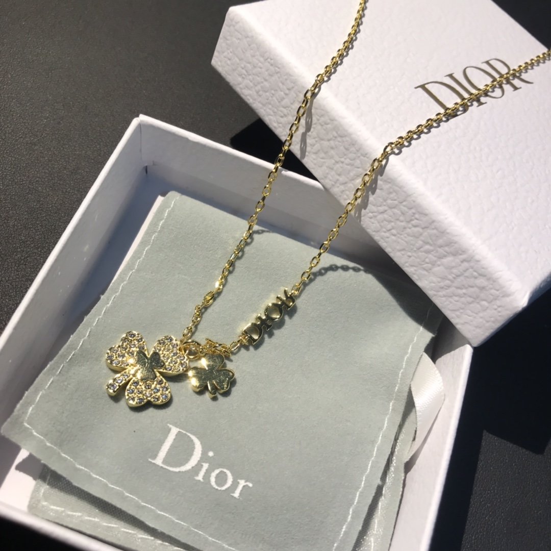 dior louis vuitton black clover necklace