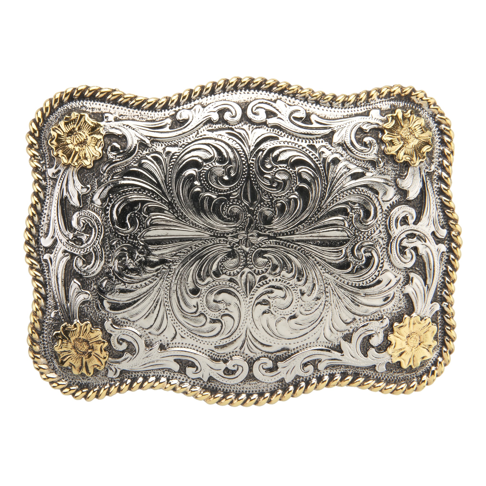 Rectangular Scallop with Rope and Classic Flowers Buckle - AndWest